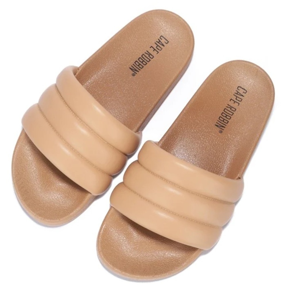 Cape Robbin Barrel Nude Puffer Sandals Slides Mules Slip On House Shoes